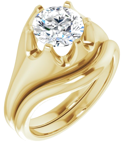 Sužadėtuvių Žiedas „Solitaire Belcher“ 14k yellow gold Round 7.4mm (6)