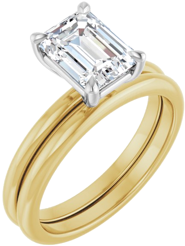 Sužadėtuvių Žiedas „Claw-Prong“ 14k yellow gold & platinum Emerald 8mm x 6mm (6)