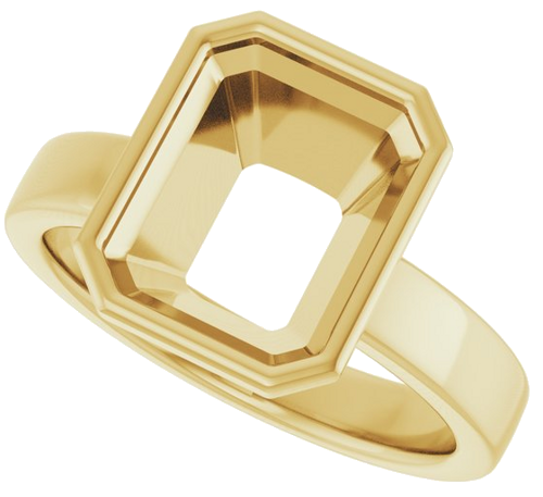 Sužadėtuvių Žiedas „Bezel-Set Solitaire“ 14k yellow gold Emerald 10mm x 8mm (5)