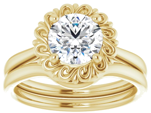 Sužadėtuvių Žiedas „Solitaire“ 10k yellow gold Round 7mm (8)