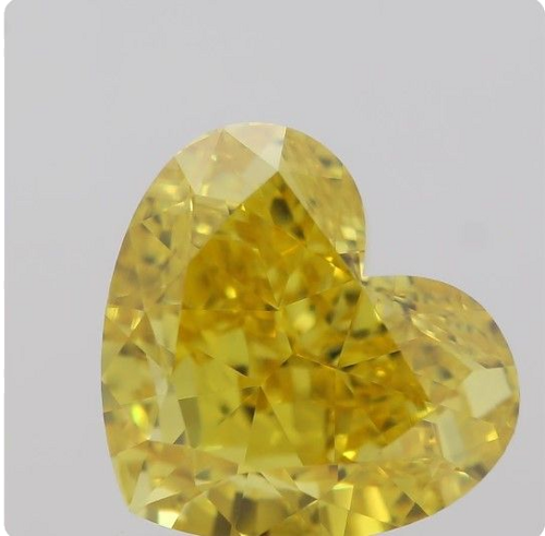 1.03 carat Fancy Vivid Yellow-IF Natūralus Heart Deimantas (1)