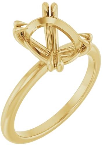 Sužadėtuvių Žiedas „Double Claw-Prong“ 14k yellow gold Elongated Cushion 10mm x 8mm (1)