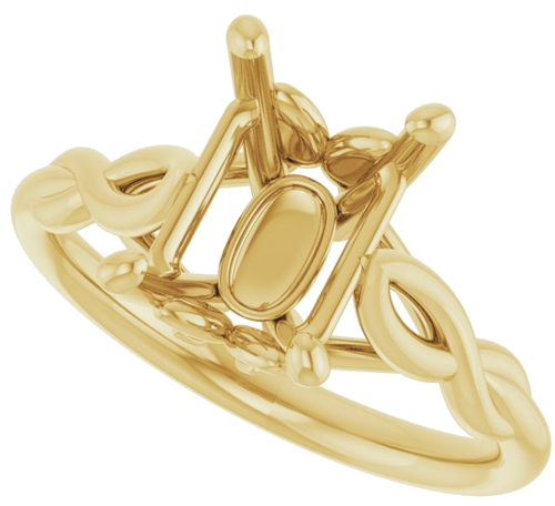 14K Yellow  9x7 mm Emerald Solitaire Engagement Ring Mounting (5)