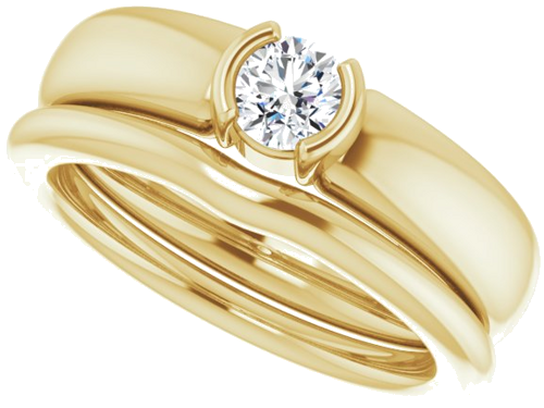 Sužadėtuvių Žiedas „Half-Bezel Solitaire“ 14k yellow gold Round 4.4mm (10)