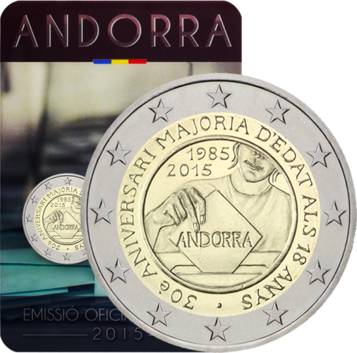 2015 Andora Balsstiesības 2 eiro monēta (1)