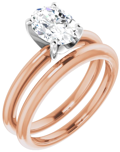 14K Rose   White  8x6 mm Oval Solitaire Engagement Ring Mounting (6)