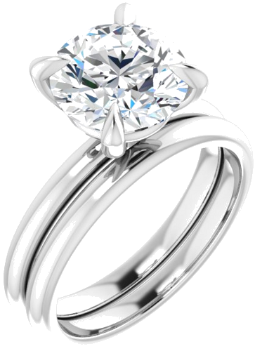 14K White  9 mm Round Solitaire Engagement Ring Mounting (6)