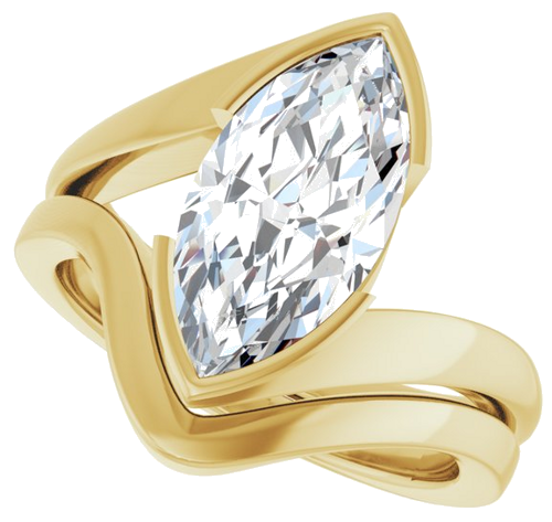 Sužadėtuvių Žiedas „Half-Bezel Solitaire“ 14k yellow gold Marquise 14mm x 7mm (10)