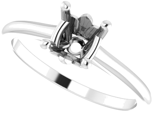 14K White 6.5 mm Round Hidden Fleur De Lis Solitaire Engagement Ring Mounting (5)