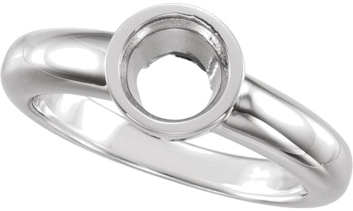 14K White 6.5 mm Round Bezel-Set Engagement Ring Mounting (4)