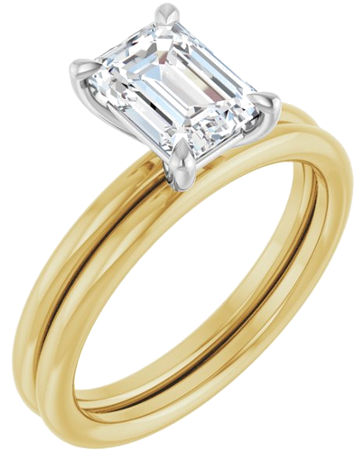 Sužadėtuvių Žiedas „Claw-Prong Solitaire“ 14k yellow/white gold Emerald 7.5mm x 5.5mm (6)