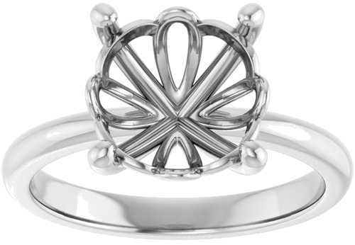 14K White 10 mm Round Solitaire Engagement Ring Mounting (3)