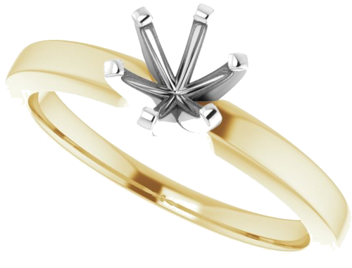 14K Yellow White 5.5 mm Round Solitaire Engagement Ring Mounting (5)