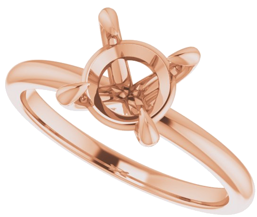 14K Rose  7.4 mm Round Solitaire Engagement Ring Mounting (5)