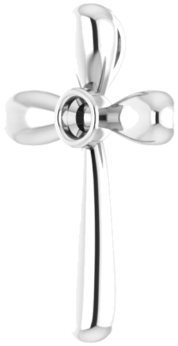 Pakabukas „Solitaire Bezel-Set Cross“ 585 Baltojo Aukso Round 3mm (2)