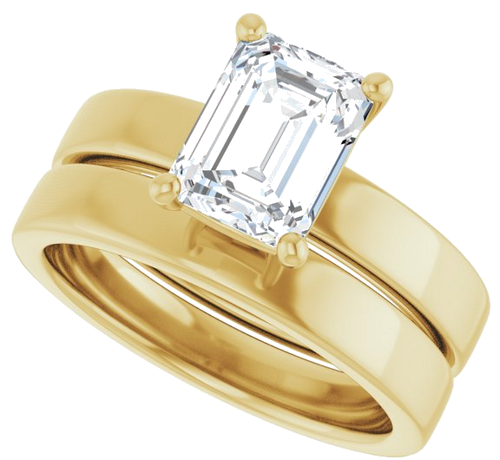 14K Yellow 8x6 mm Emerald Solitaire Engagement Ring Mounting (10)