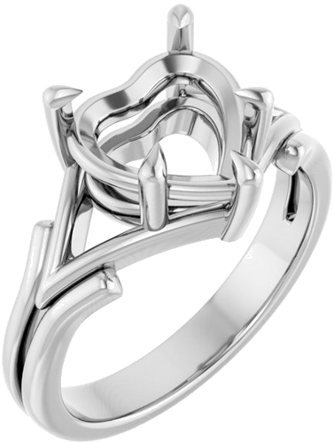 14K White 9x9 mm Heart Solitaire Engagement Ring Mounting (1)