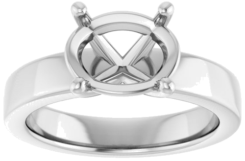 14K White 10x8 mm Oval Solitaire Engagement Ring Mounting (3)