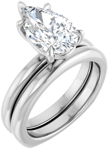 Sužadėtuvių Žiedas „Claw-Prong Euro Shank“ 14k white gold Pear 12mm x 7.5mm (6)