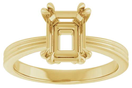 14K Yellow 8x6 mm Emerald Solitaire Engagement Ring Mounting (3)