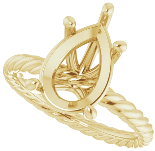 Sužadėtuvių Žiedas „Solitaire Rope“ 14k yellow gold Pear 12mm x 8mm (5)