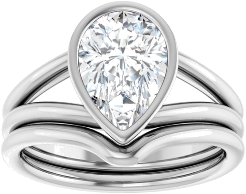Sužadėtuvių Žiedas „Bezel-Set Solitaire“ 14k white gold Pear 10mm x 7mm (8)