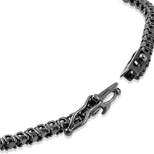 Tennis bracelet adorned with 6.2 ct natural round-cut black diamonds F/G-VS/SI (2)