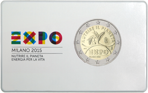 2015 Itālija Expo Milano 2 eiro monēta BU karte (1)