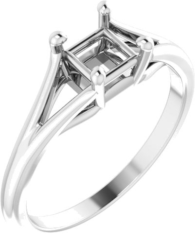 14K White 4.5 mm Square 4-Prong Cathedral Split Shank Engagement Ring Mounting (1)