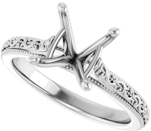 Sužadėtuvių Žiedas „Solitaire Sculptural“ 14k white gold Oval 10mm x 8mm (5)