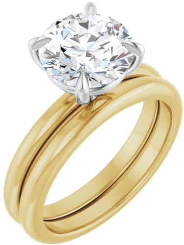 14K Yellow White 8.8 mm Round Solitaire Engagement Ring Mounting (6)