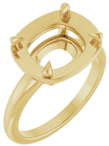 Sužadėtuvių Žiedas „Claw-Prong Solitaire Bezel-Style“ 14k yellow gold Elongated Cushion 11mm x 9mm (1)