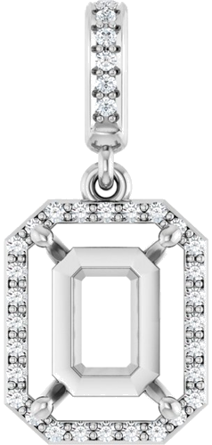 Pakabukas „Accented Halo-Style“ 14k white gold Emerald 9mm x 7mm (1)