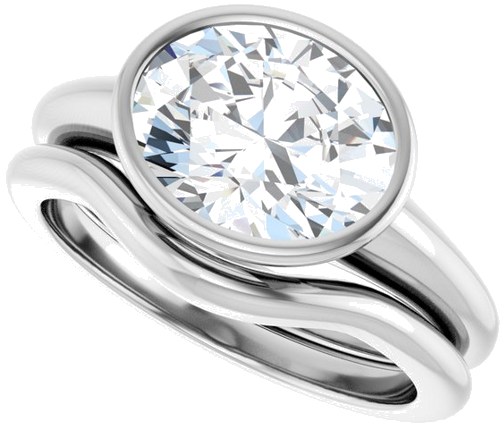 Sužadėtuvių Žiedas „Bezel-Set Solitaire“ 14k white gold Oval 10mm x 8mm (10)