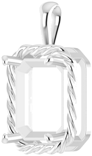 14K White  12x10 mm Emerald Pendant Mounting (2)