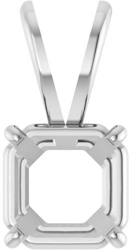 14K White 8x8 mm Asscher 4-Prong Pendant Mounting (1)