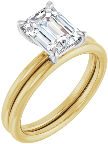 Sužadėtuvių Žiedas „Claw-Prong Solitaire“ 14k yellow/white gold Emerald 8mm x 6mm (6)