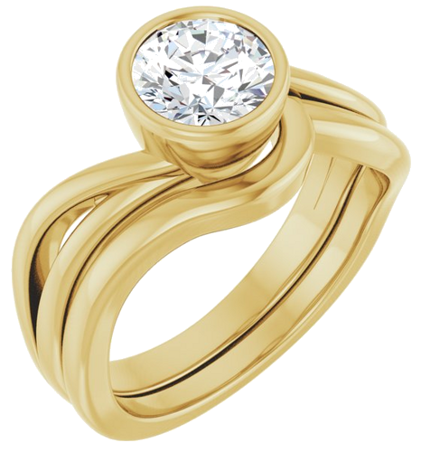 Sužadėtuvių Žiedas „Bezel-Set“ 14k yellow gold Round 6.5mm (6)