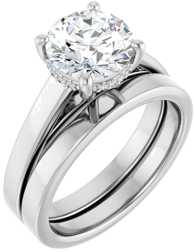 Sužadėtuvių Žiedas „Hidden Halo-Style“ 14k white gold Round 8mm (6)