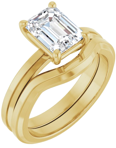 Sužadėtuvių Žiedas „Solitaire“ 585 Geltonojo Aukso Emerald 8mm x 6mm (6)