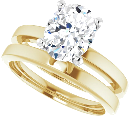 14K Yellow White 9x7 mm Oval Solitaire Engagement Ring Mounting (10)