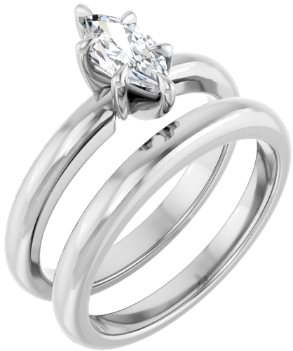 Sužadėtuvių Žiedas „Claw-Prong Solitaire“ 14k white gold Marquise 8mm x 4mm (6)