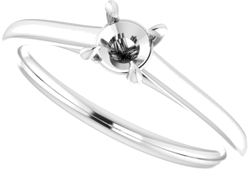 Sužadėtuvių Žiedas „Solitaire“ 585 Baltojo Aukso Round 4.4mm (5)