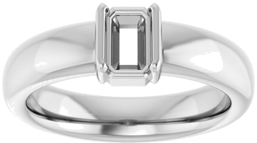 Sužadėtuvių Žiedas „Half-Bezel Solitaire“ 14k white gold Emerald 6mm x 4mm (3)