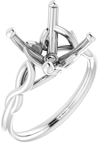 Sužadėtuvių Žiedas „Solitaire Sculptural“ 14k white gold Cushion 10mm (1)