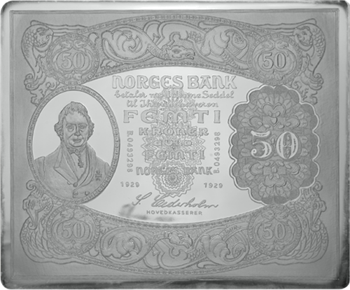 Bank of Norway silver plate 50 kroner (1)