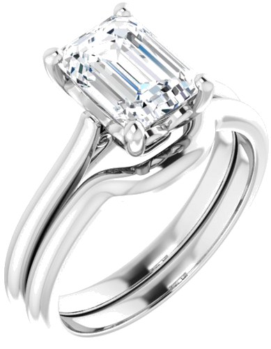 Sužadėtuvių Žiedas „Solitaire“ 950 Platinos Emerald 8mm x 6mm (6)