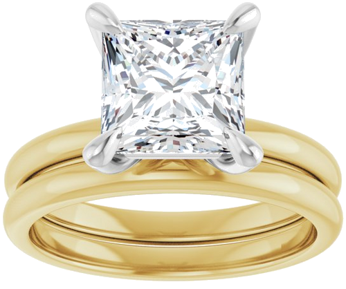 Sužadėtuvių Žiedas „Solitaire“ 14k yellow/white gold Square 7.5mm (8)