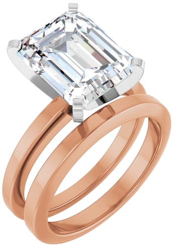 Sužadėtuvių Žiedas 14k rose/white gold Emerald 11mm x 9mm (6)