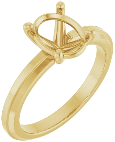 14K Yellow 9x7 mm Oval Solitaire Engagement Ring Mounting (1)